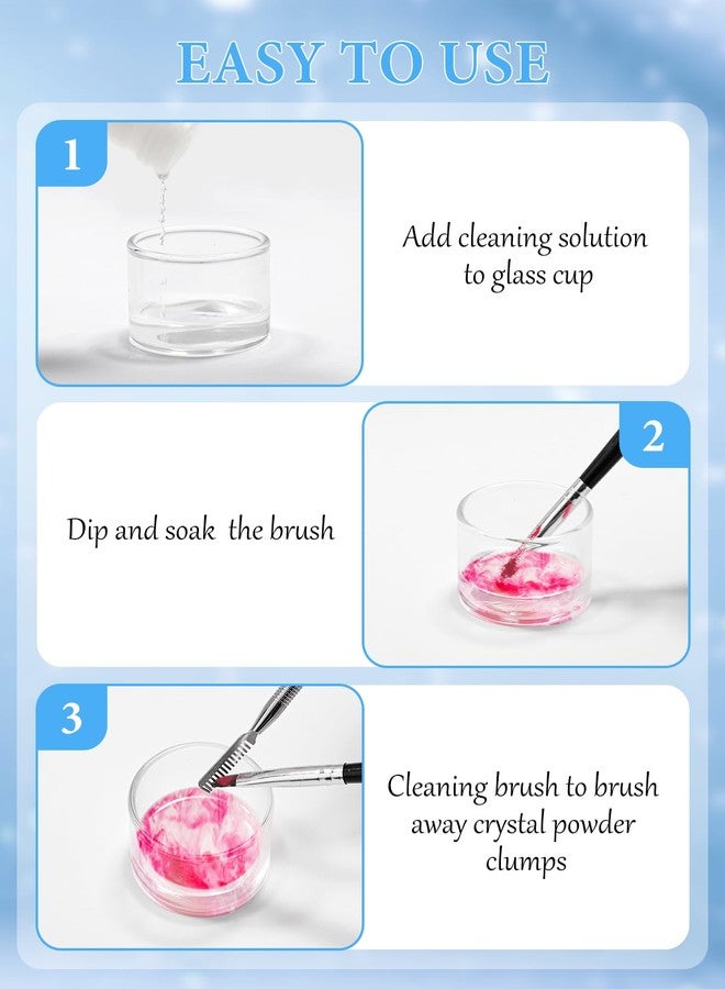 EBANKU 120ml Acrylic Nail Brush Cleaner, 3 in 1 Nail Art Brushes Conditioner Nail Brush Clean Solution Quickly Clean With Glass Cup and Scrub Brush for Solid Gel Polish/Nail Extension Gel - Image 5