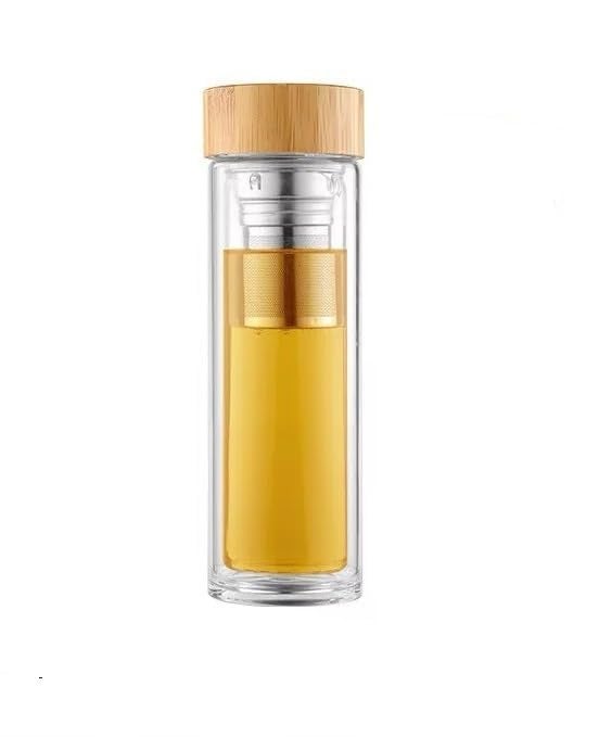 BEING CART Glass Tea Infuser with Bamboo Lid Portable Travel Mug for Fruit Infused Water or Cold Brew Coffee BPA The Diffuse - Image 1