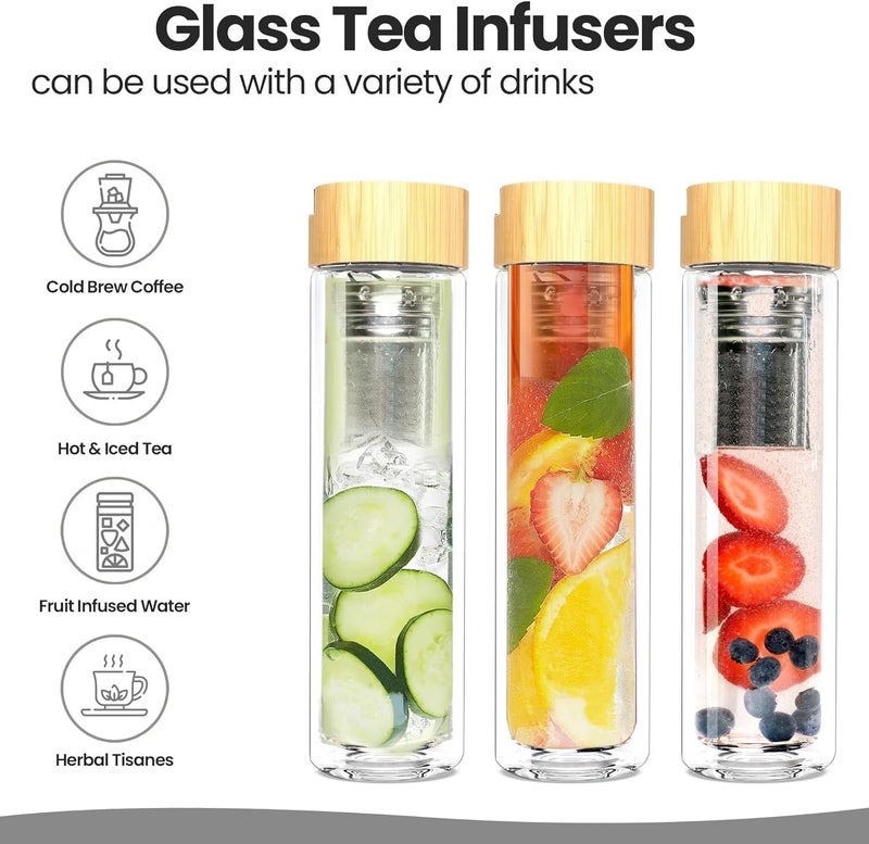 BEING CART Glass Tea Infuser with Bamboo Lid Portable Travel Mug for Fruit Infused Water or Cold Brew Coffee BPA The Diffuse - Image 5