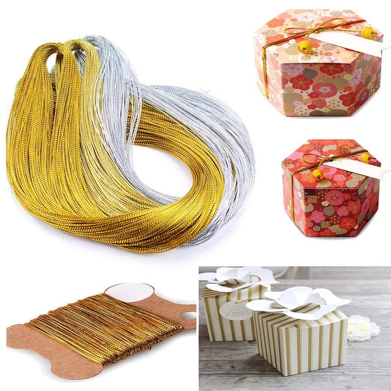 Diy Crafts 14966 Twine Ribbon Christmas Gift Packing Cords Decoration Rope Diy Handmade Craft String Party Supply, Pack of 180 Mtr, Corner Beeds (Silver) - Image 1