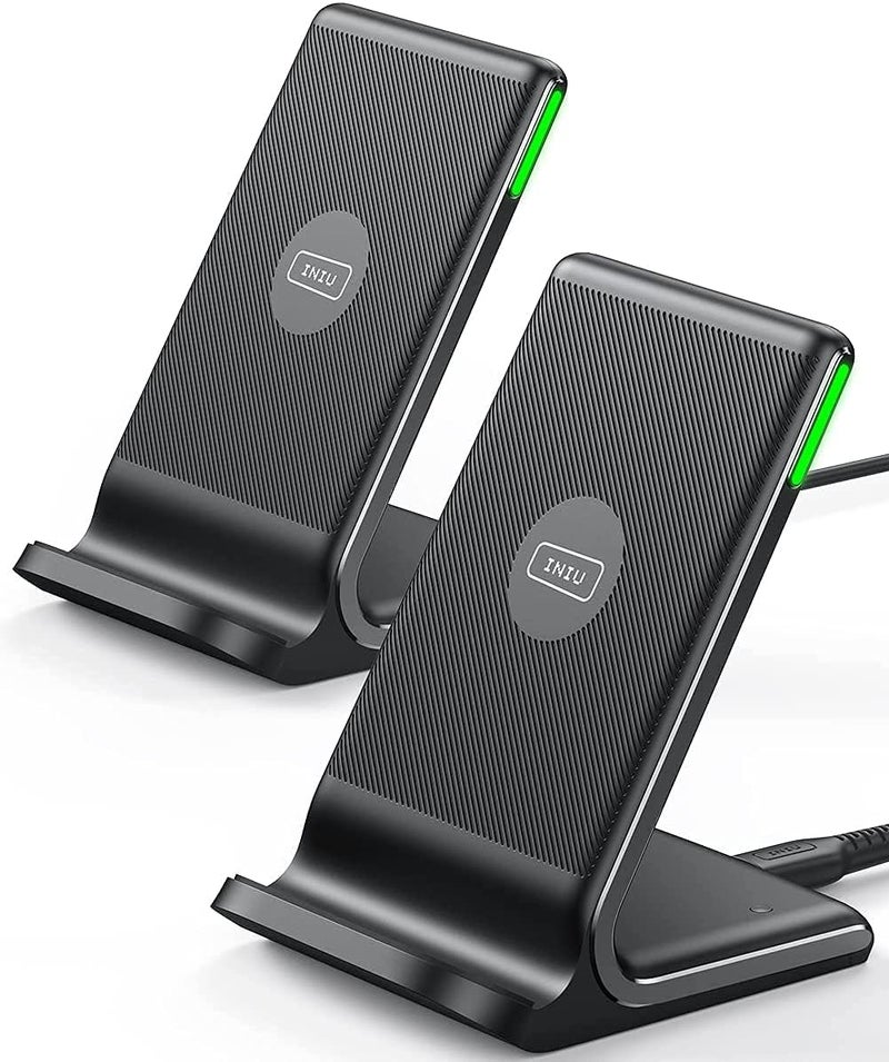 INIU Wireless Charger, [2-Pack] 15W Fast Wireless Charging Stand with Sleep-Friendly Adaptive Light Compatible with iPhone 17 16 15 14 13 12 Pro Max Plus Samsung Galaxy S22 S21 Note 20 etc - Image 1