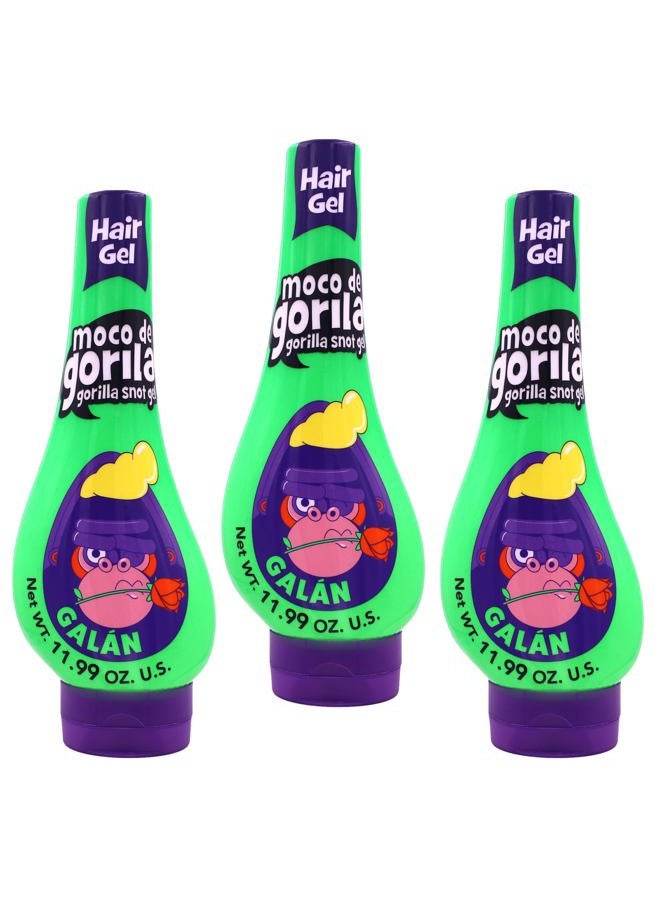 Moco de Gorila جل تصفيف الشعر جالان، يمكن إعادة تفعيله بالماء، ثبات طويل الأمد، عبوة 3 من 11.99 أونصة لكل منها، 3 زجاجات قابلة للضغط - Image 1