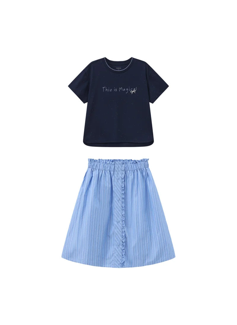 Balabala Kids Girls Knitted short-sleeved set