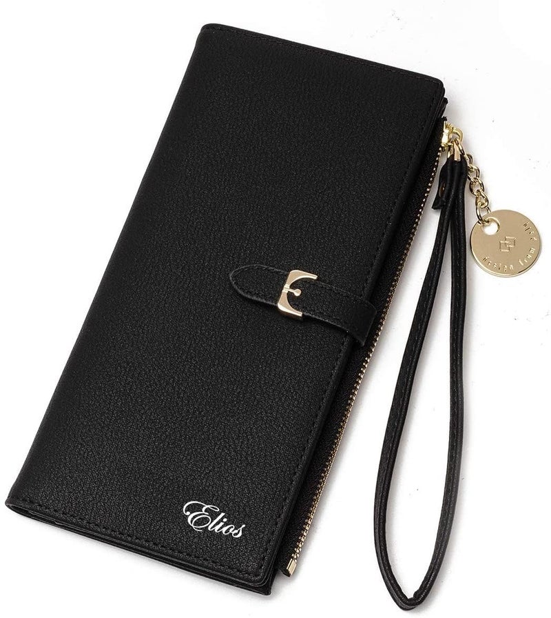 Elios Women Long Soft Leather Wallet Zip Purse Multifunction Organizer Card Holder Clutch with Phone Pocket - Image 1
