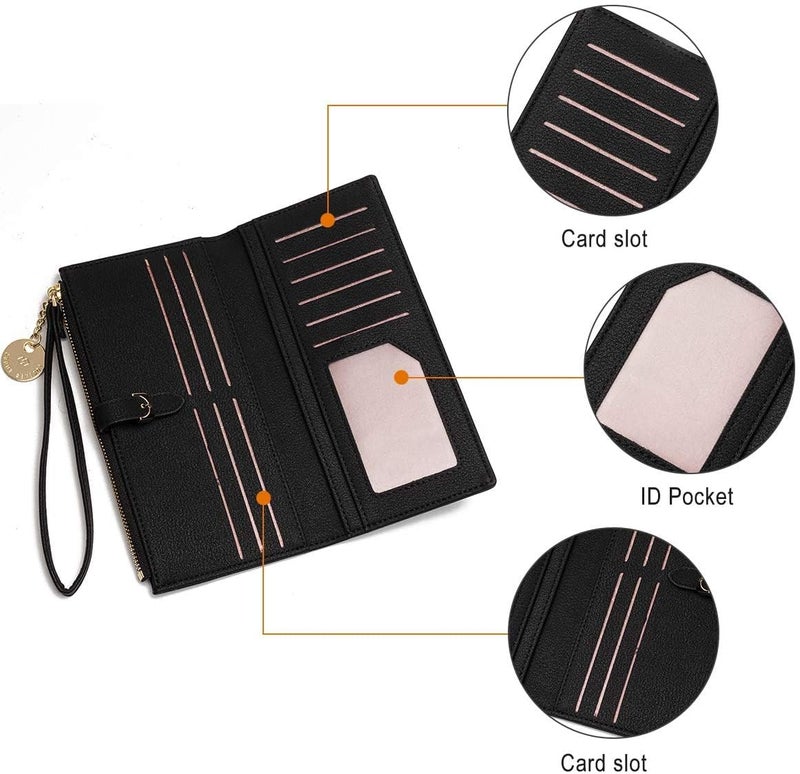 Elios Women Long Soft Leather Wallet Zip Purse Multifunction Organizer Card Holder Clutch with Phone Pocket - Image 5