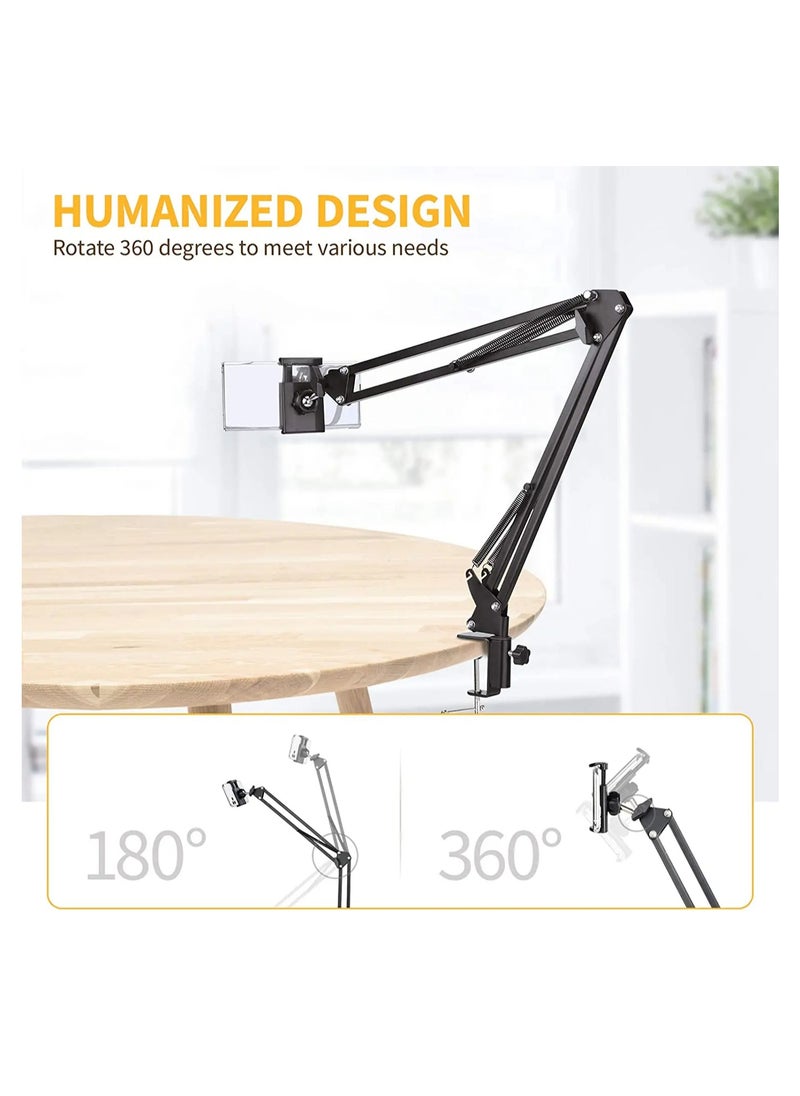 Generic - Adjustable Phone and Microphone Stand with Flexible Arm – Heavy Duty Desk Mount for Content Creators, Live Streaming, Podcasting, and Video Recording - Image 1