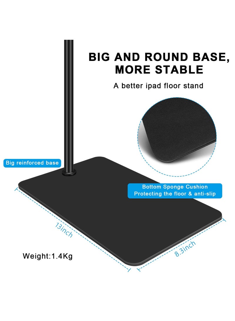 XiuWoo Tablet Floor Stand with Double Weight Base 360-degree Rotatable Metal Tablet Holder with Flexible Gooseneck Holder Long Arm for iPad Mini Air Pro, All Cell Phones iPhone Tablets 4.5-12.9 inch - Image 3
