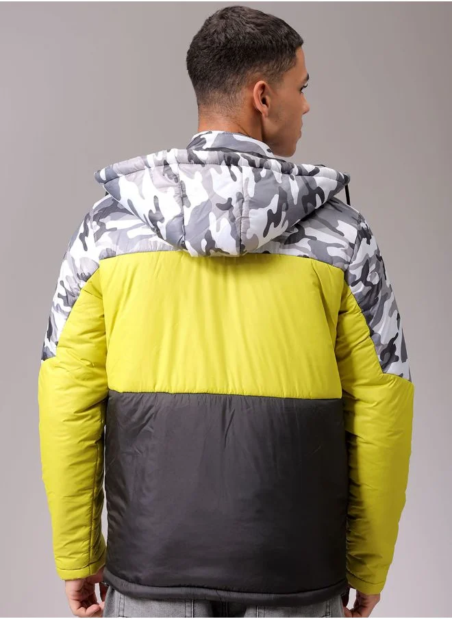 The Indian Garage Co Men Slim Fit Camouflage Puffer Jackets
