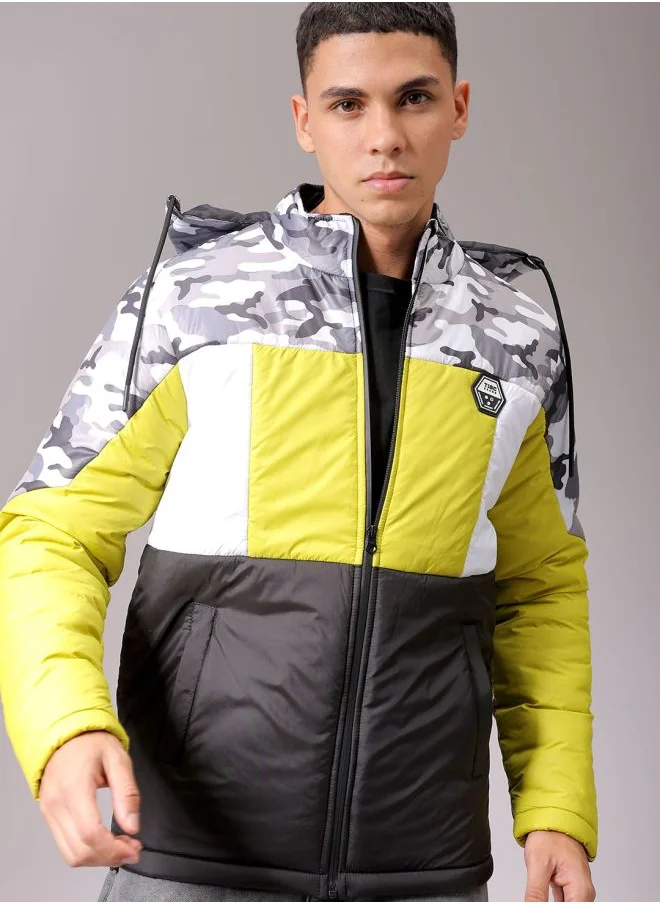The Indian Garage Co Men Slim Fit Camouflage Puffer Jackets