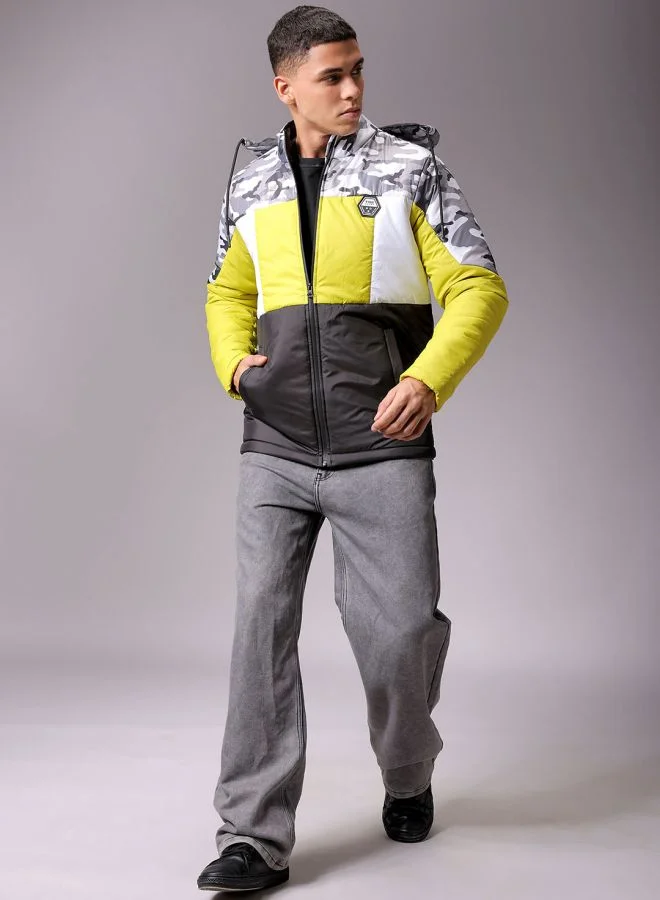 شركة المرآب الهندية Men Slim Fit Camouflage Puffer Jackets