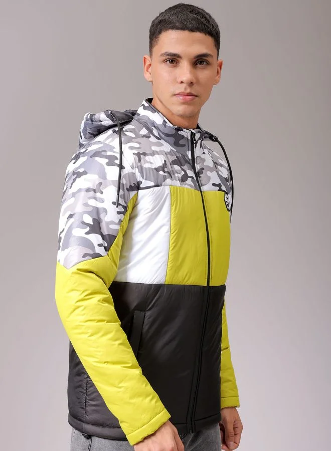 شركة المرآب الهندية Men Slim Fit Camouflage Puffer Jackets