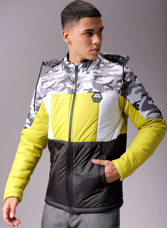 شركة المرآب الهندية Men Slim Fit Camouflage Puffer Jackets