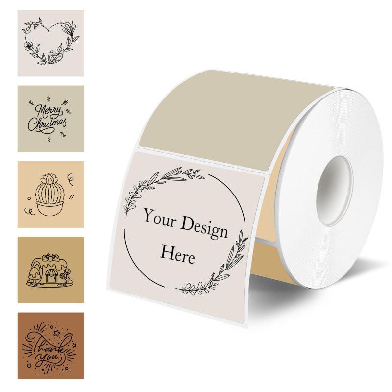 YEGAWEN Square Thermal Labels Stickers 2" x 2", Self-Adhesive Waterproof Square Direct Thermal Labels Stickers, Perforation Line Design- 300 Sheets/Autumn Colors - Image 1