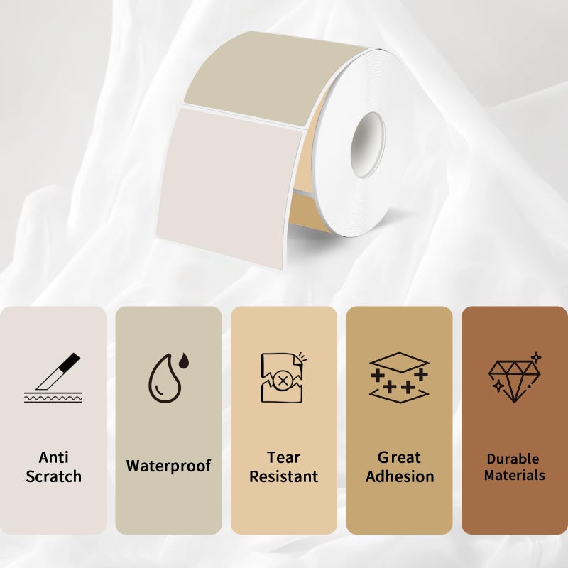 YEGAWEN Square Thermal Labels Stickers 2" x 2", Self-Adhesive Waterproof Square Direct Thermal Labels Stickers, Perforation Line Design- 300 Sheets/Autumn Colors - Image 3