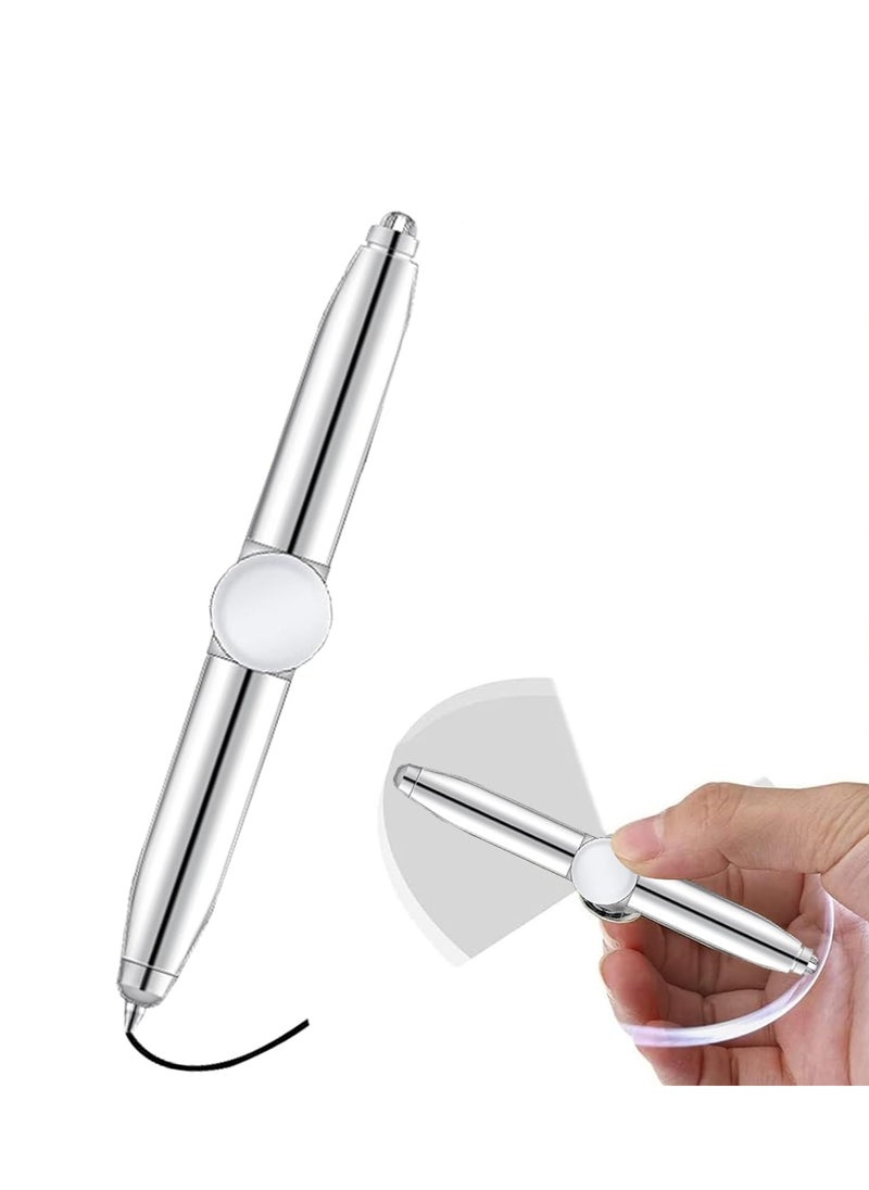 Rightsure Black Rolling Ball Pens，Spinning Rotating Pen with LED Light，Multi Functional pen help Stress Reducer Help Thinking， Ballpoint Pen ， Fine Gift Pens for Kids Adults (Grey)  - Image 1