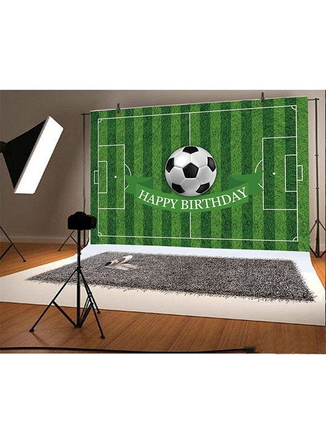 CSFOTO 5x3ft Soccer Backdrop for Birthday Party Sports Birthday Decorations for Boys Soccer Field Backdrop Soccer Decorations for Party Happy Birthday Football Backdrop - Image 2