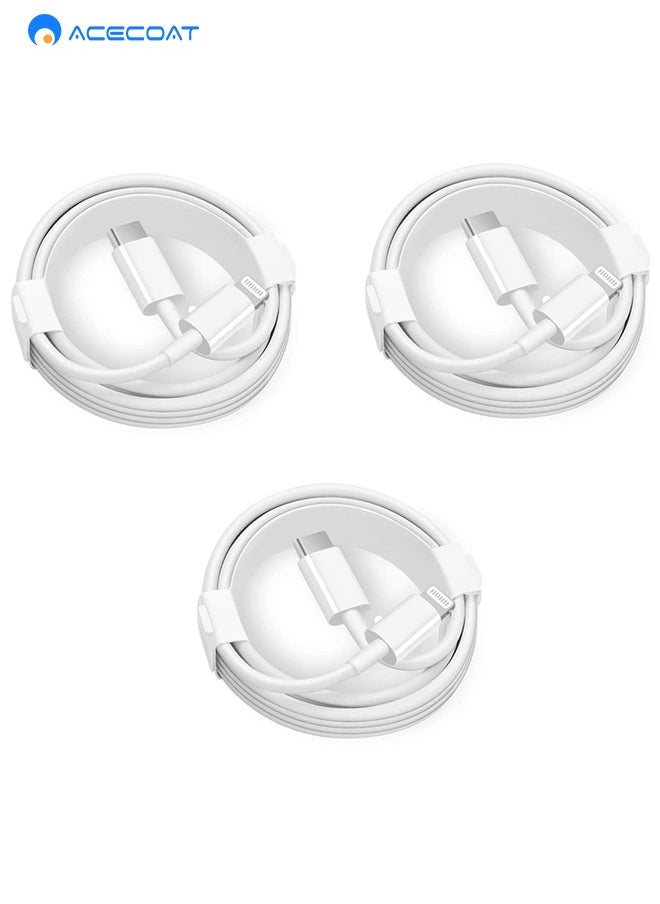 ACECOAT - iPhone PD20W Fast Charger Cable, Apple MFi Certified 3 Pack USB-C to Lightning Cable (200CM) Fast Charging Compatible for iPhone 13/13 Pro/12/12 Pro Max/11/11 Pro Max/Xs Max/XR/X/se, iPad and More - Image 1