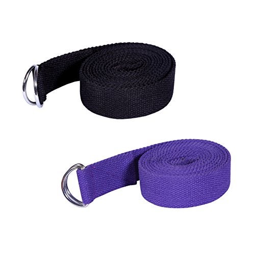 Footmate Yoga Belt for Men and Women Pack Of 2 | Yoga Strap with Extra Safe Adjustable D-Ring Buckle | 8 FT Long Durable and Premium Cotton Stretch Band Use for Yoga, Pilates, Gym, Fitness - Image 1