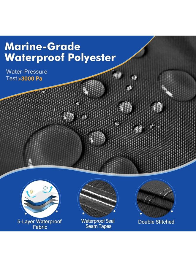 Generic Boat Cover 16-18 ft feet 420D Boat Covers with Motor Cover Fits Bass Boat, V-Hull Tri-Hull Boat,Fish & Ski Boat, 16' 17' 18' Foot,Heavy Duty Canvas Black(16FT)  - Image 2