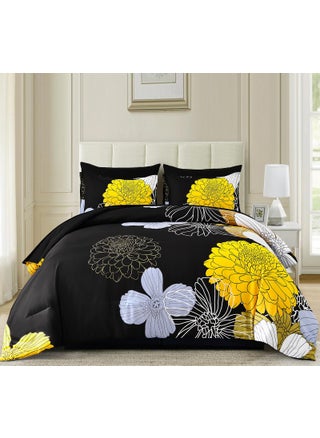 7 Pieces King Yellow Black Comforter Set Bed in a Bag Floral Bedding Set Soft Microfiber Comforter (1 Comforter 1 Flat Sheet 1 Fitted Sheet 2 Pillowshams 2 Pillowcases) - pzsku/Z93E5E6867C7F89DDE372Z/45/1749668229/15525d00-9bc9-443c-8951-771a8eca9c94