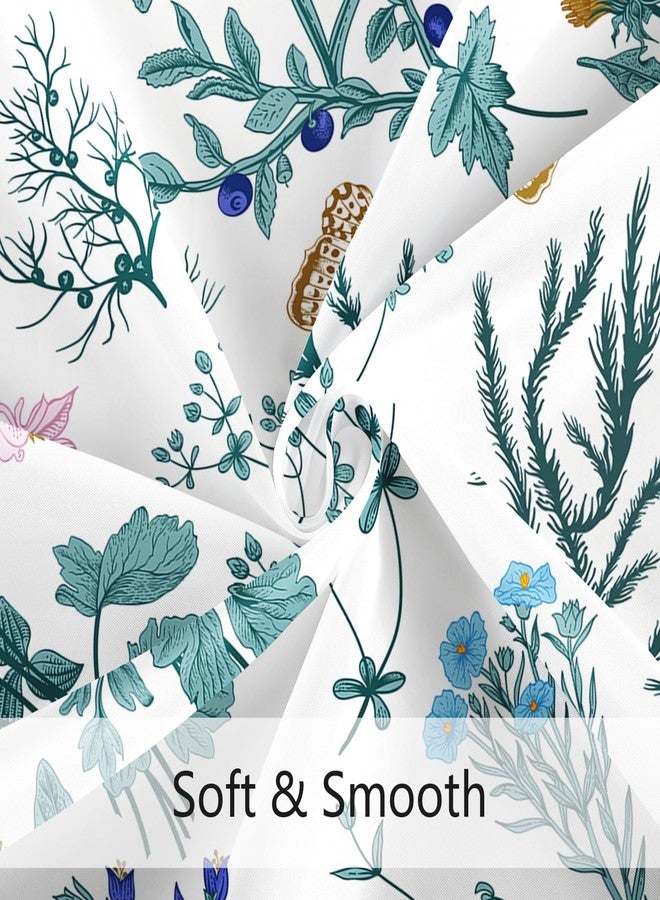MAYZUS Extra Long Shower Curtain, 72 x 96 Inch, Floor to Ceiling Tall Teal Floral Fabric, Cute Botanical Herbs Flower Butterfly Aesthetic Bathroom Shower Curtain - Image 5