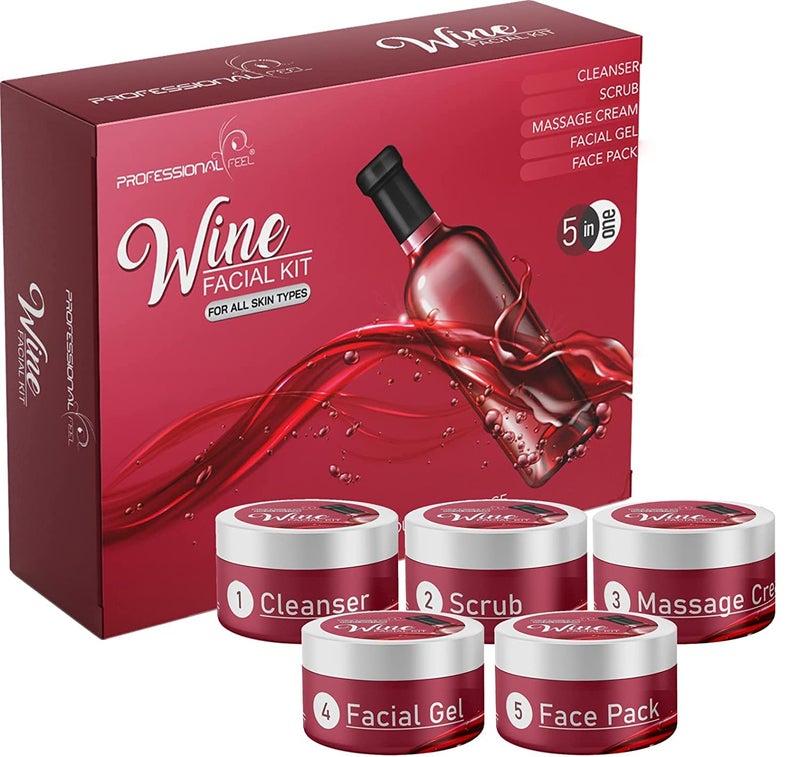 Professional Feel Detan Red WineFacial kit glow All Type of Skin Solution for men  women fairnessSet of 5 250 Gram - Image 1