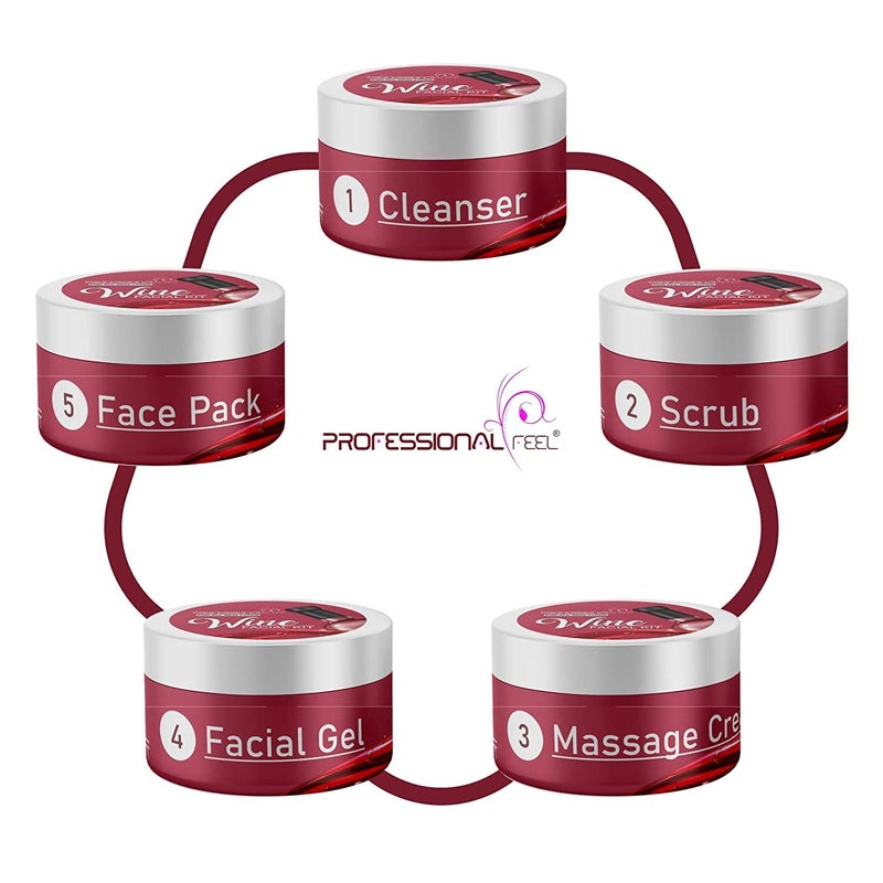 Professional Feel Detan Red WineFacial kit glow All Type of Skin Solution for men  women fairnessSet of 5 250 Gram - Image 4