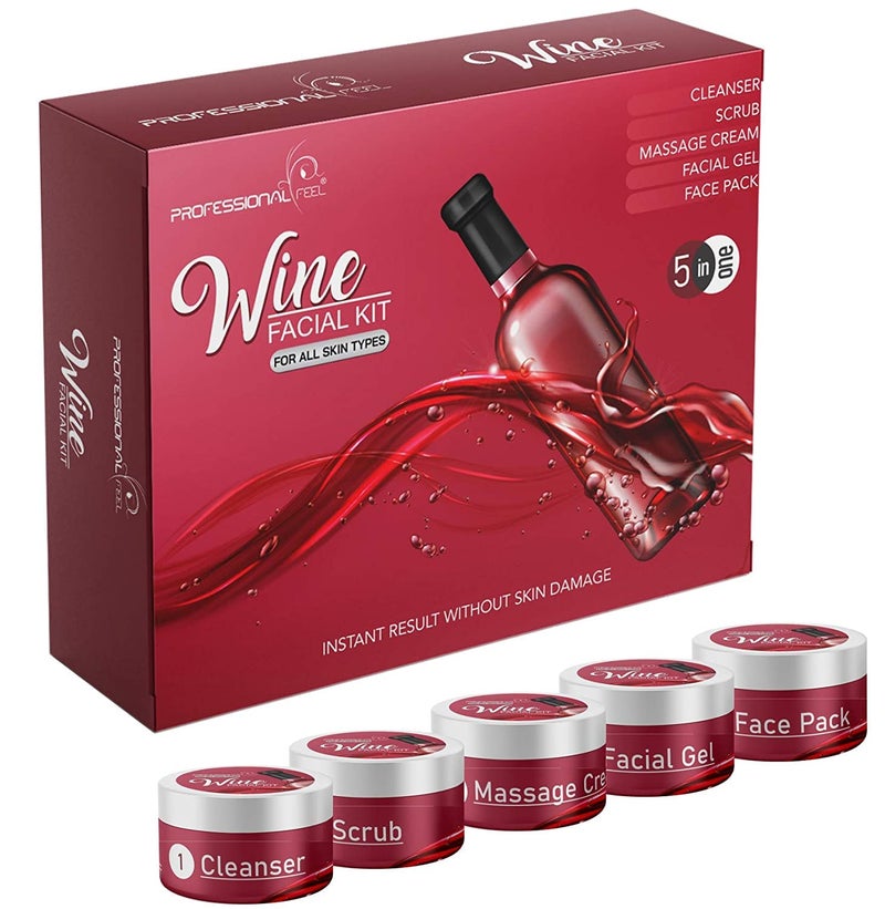 Professional Feel Detan Red WineFacial kit glow All Type of Skin Solution for men  women fairnessSet of 5 250 Gram - Image 5