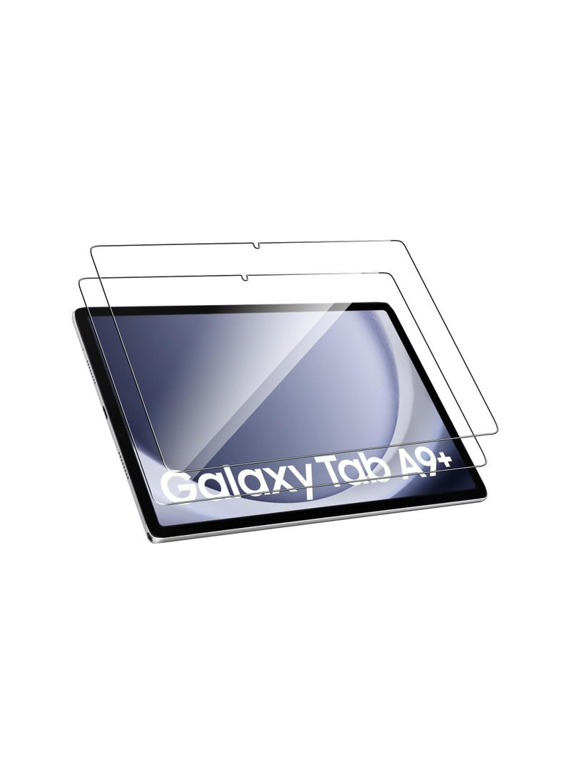 Muzz Tempered Glass for Samsung Galaxy Tab A9 Plus 2023 Screen Protectors [No Bubbles] [9H Hardness] [Scratch Resistant] Protector Film Tempered Glass Film For Samsung Galaxy Tab A9+ Transparent (2 Pack) 