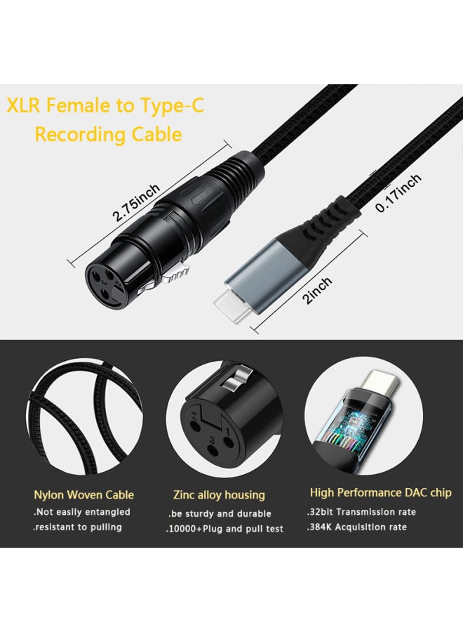 Xlr To Usb-c Pure Copper Shielded Audio Line Microphone Microphone Recording Line For IPONE MAC-Color:Type-c To Xlr (dac Chip + Braided Cotton Mesh)-Length:50cm  - Image 3