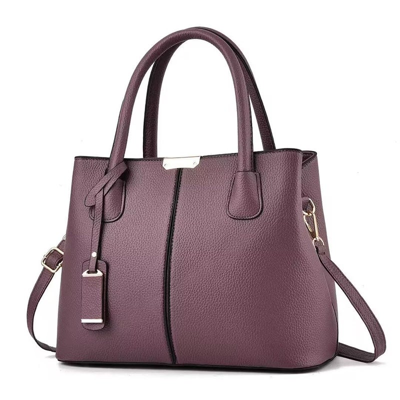 FiveloveTwo Women Classy Satchel Handbag Tote Purse Handle Bag Shoulder Bag (Dark Purple) - Image 1