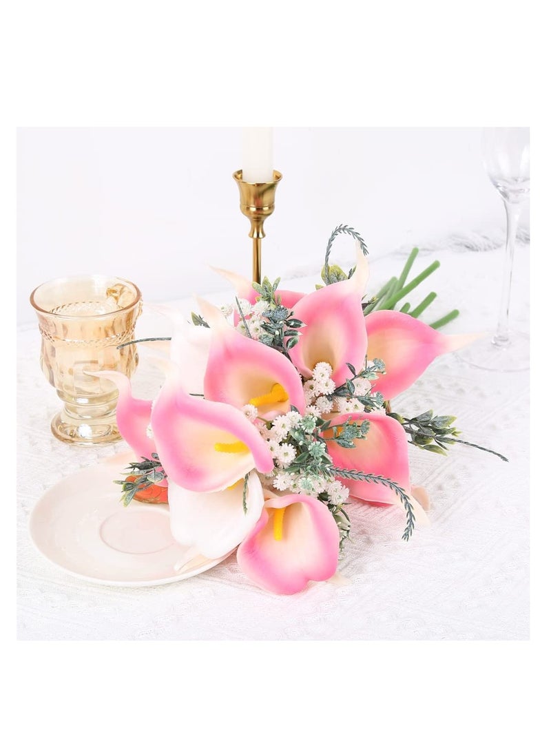 SOLARAE Pink Calla Lily 24pcs Artificial Flowers, Pink Real Touch Lilies Fake Flowers Artificial for Decoration for Home Decor Bridal Bouquet Wedding Bouquets and Centerpieces (Pink) - Image 2