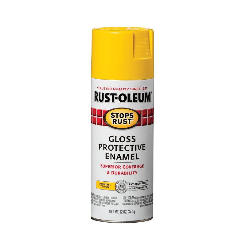 Rust-Oleum 7747830 Stops Rust Spray Paint, 12 oz, Gloss Sunburst Yellow - Image 1