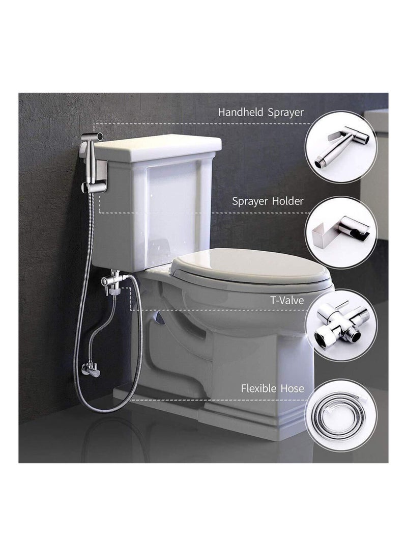 Handheld Bidet Sprayer for Toilet, Spray Attachment with Hose for Feminine Wash, Baby Cloth Diaper Washer, Stainless Steel Cleaner and Shower Sprayer for Pet, Bathroom or Toilet - Image 2