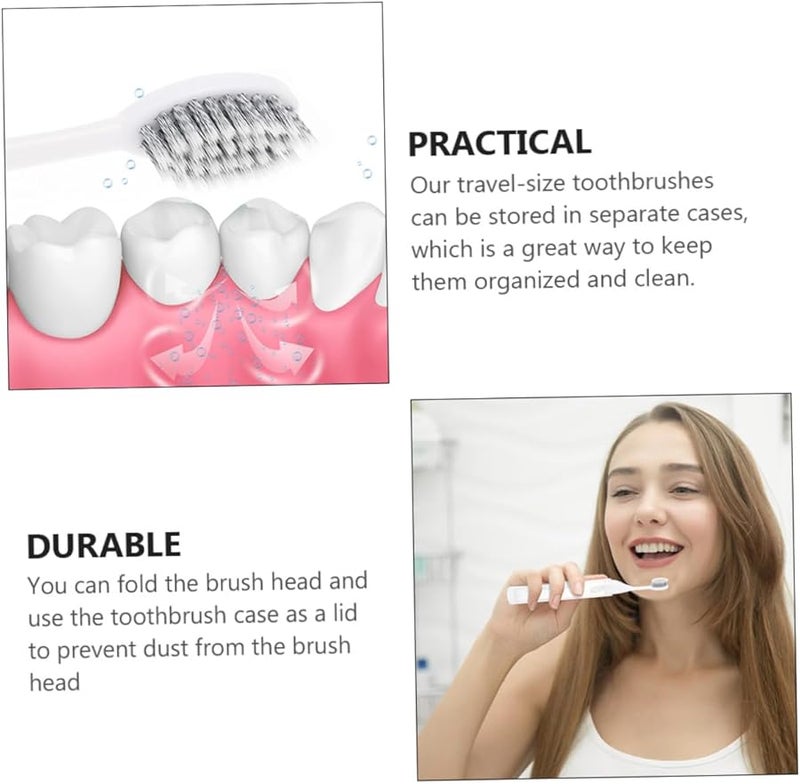 2pcs Foldable Travel Toothbrush Portable Compact Tooth Cleaning Kit White for Family and Friends - Image 3