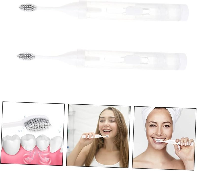 2pcs Foldable Travel Toothbrush Portable Compact Tooth Cleaning Kit White for Family and Friends - Image 5