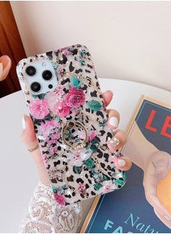 Case Cover |  Compatible with iPhone 11 Pro Max Case, Flower Case C ute Clear for Women Girls with 360 Degree Rotating Ring Kickstand Soft TPU Shockproof Cover of 6.5" Black Leopard