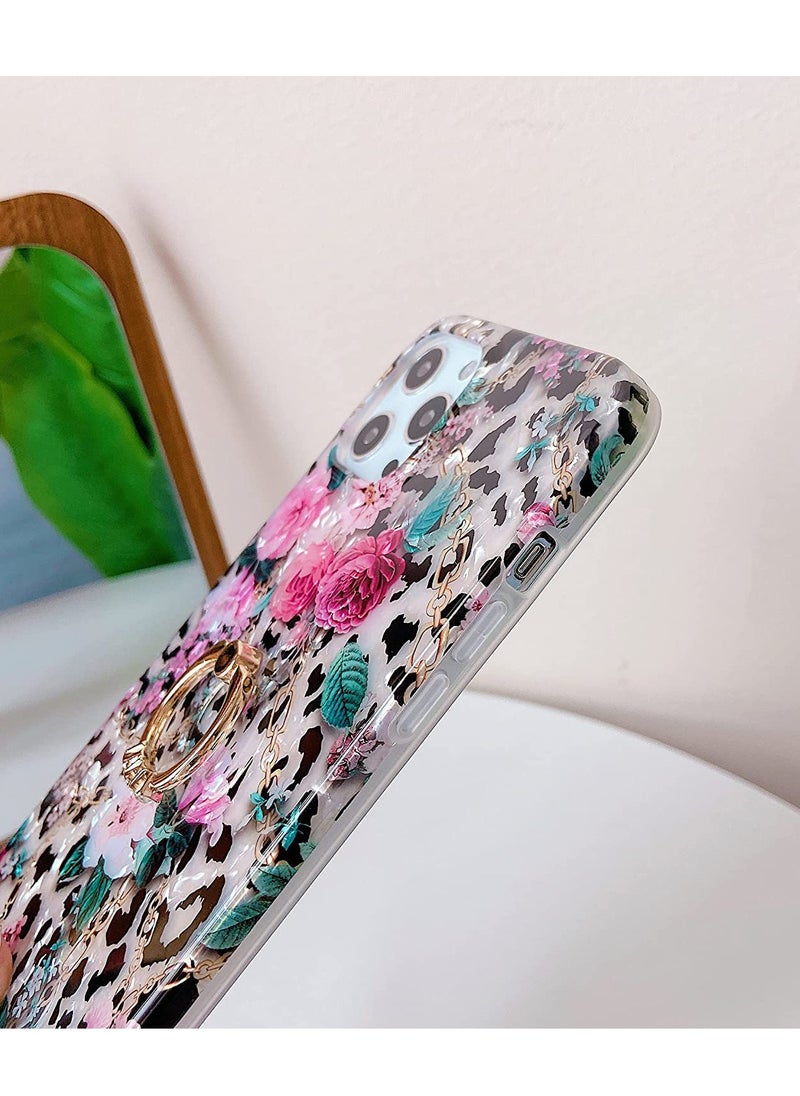 SYOSI - Case Cover |  Compatible with iPhone 11 Pro Max Case, Flower Case C ute Clear for Women Girls with 360 Degree Rotating Ring Kickstand Soft TPU Shockproof Cover of 6.5" Black Leopard - Image 1