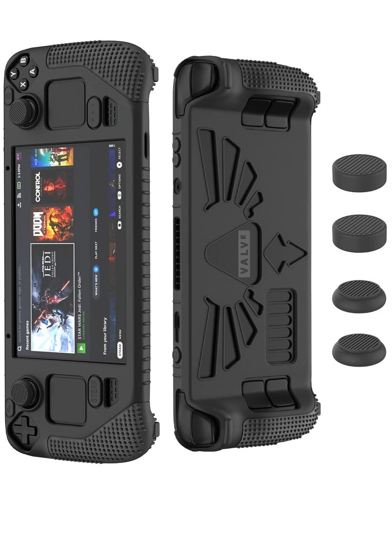 SOLARAE Steam Deck Protective Case, Thick Silicone Skin Cover with Anti-Slip Grip, Full Protection Kit Including 2 Pairs of Thumb Grips for Valve Steam Deck. - Image 1