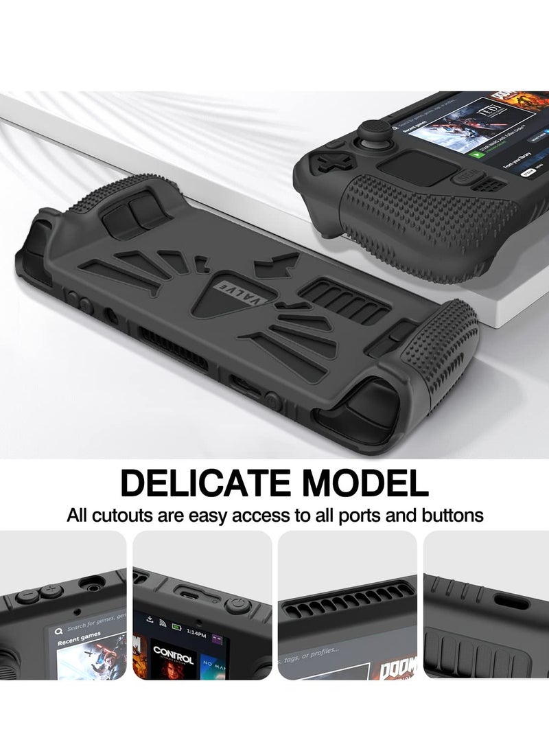 SOLARAE Steam Deck Protective Case, Thick Silicone Skin Cover with Anti-Slip Grip, Full Protection Kit Including 2 Pairs of Thumb Grips for Valve Steam Deck. - Image 5