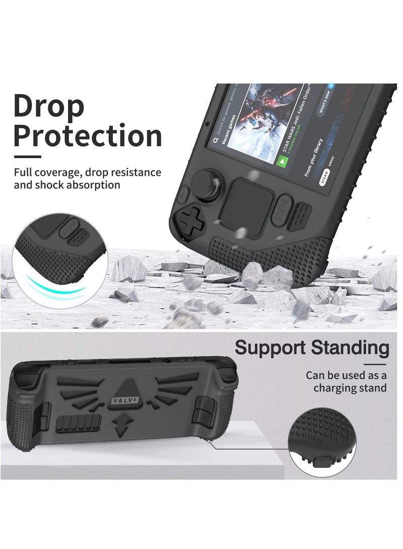 SOLARAE Steam Deck Protective Case, Thick Silicone Skin Cover with Anti-Slip Grip, Full Protection Kit Including 2 Pairs of Thumb Grips for Valve Steam Deck. - Image 3