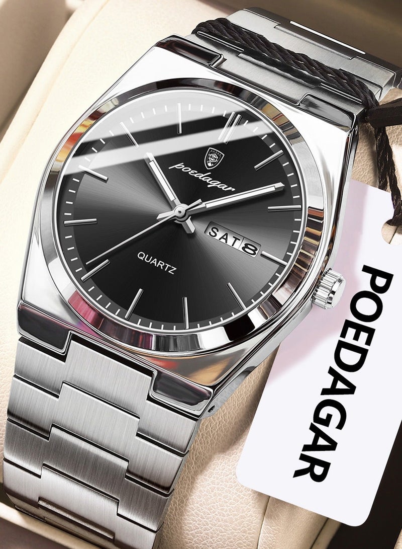 پوداجار ساعة رجالية، ساعة رجالية مضيئة مقاومة للماء، كوارتز - 40.5 مم - Image 1