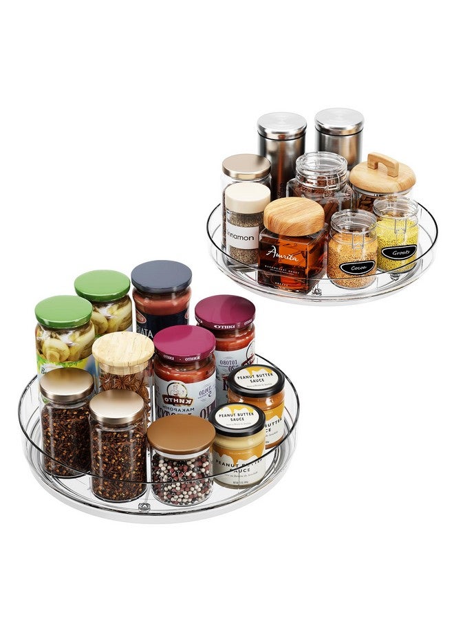 LAMU منظم دوار لامو 2 عبوة شفاف لحفظ الأغراض للخزائن، 10'' 10.6'' منظم توابل للثلاجة، مخزن المطبخ، منظم خزائن الأدوية، تنظيم رف التوابل، الحمام - Image 1