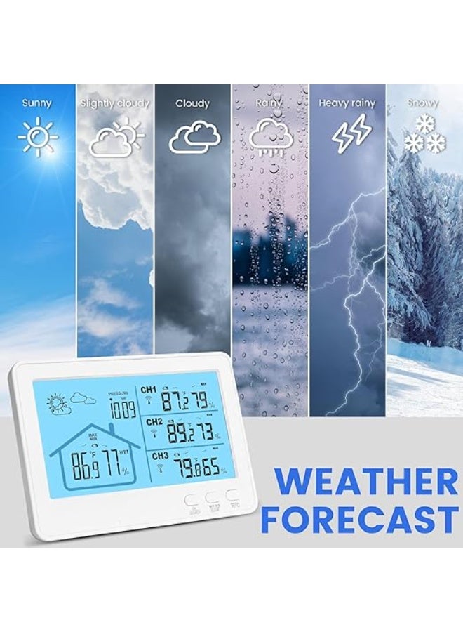 LENND Weather Station Wireless Indoor Outdoor Thermometer Hygrometer with Multiple Temperature Sensors, Temperature and Humidity Monitor, Weather Thermometer for Forecast Stations with Backlight - Image 3