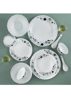 LARAH BY BOROSIL Larah by Borosil Luna Silk Series Opalware Dinner Set | 35 Pieces for Family of 6 | Microwave & Dishwasher Safe | Bone-Ash Free | Crockery Set for Dining & Gifting | Plates & Bowls | White  - Image 1