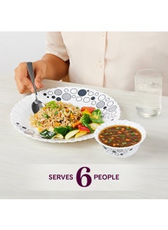 LARAH BY BOROSIL Larah by Borosil Luna Silk Series Opalware Dinner Set | 35 Pieces for Family of 6 | Microwave & Dishwasher Safe | Bone-Ash Free | Crockery Set for Dining & Gifting | Plates & Bowls | White  - Image 3