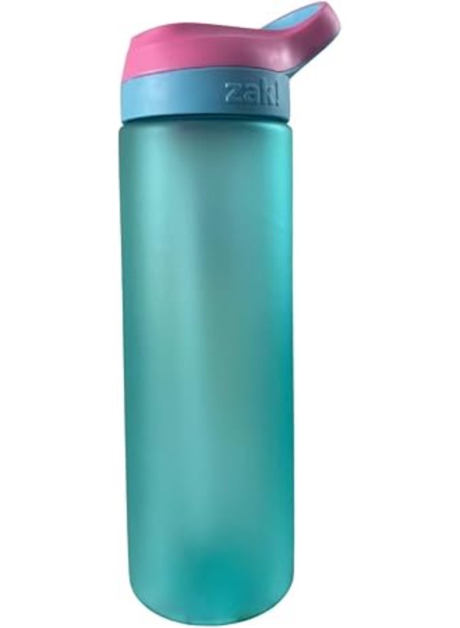 زجاجة مياه وعصير متينة 800 مل، زجاجة رياضية بلاستيكية خالية من BPA مع مقبض مانعة للتسرب، زجاجة شرب محمولة لصالة الالعاب الرياضية والسفر في الهواء الطلق والمدرسة والمكتب، زجاجة ترطيب اللون : أزرق وفوشيا - Image 2