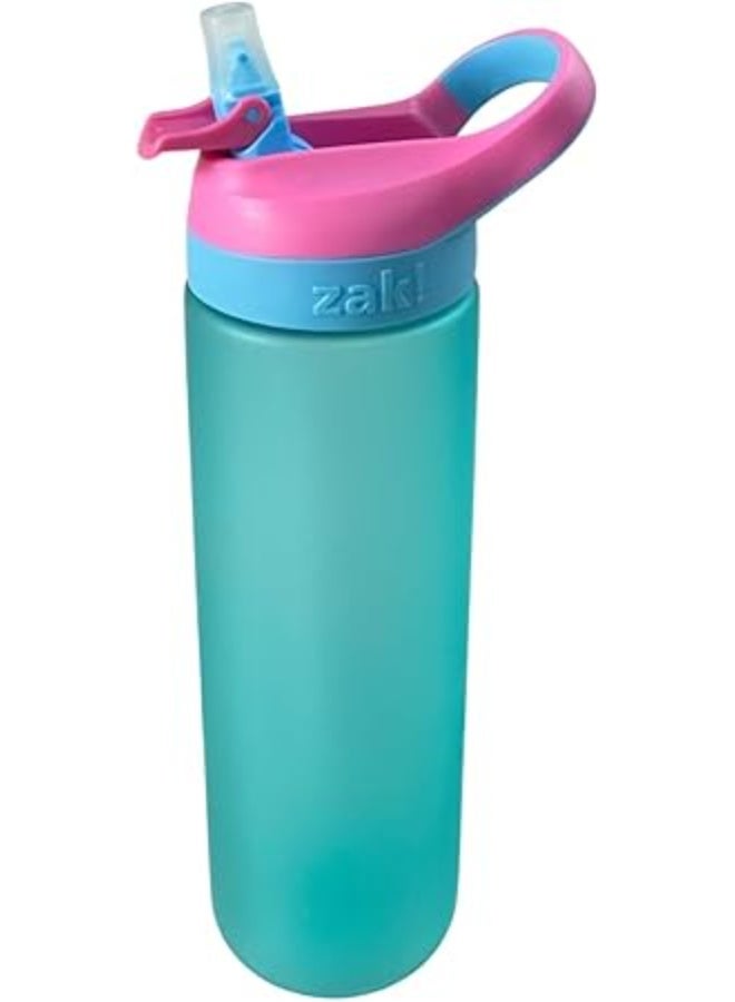 زجاجة مياه وعصير متينة 800 مل، زجاجة رياضية بلاستيكية خالية من BPA مع مقبض مانعة للتسرب، زجاجة شرب محمولة لصالة الالعاب الرياضية والسفر في الهواء الطلق والمدرسة والمكتب، زجاجة ترطيب اللون : أزرق وفوشيا - Image 4