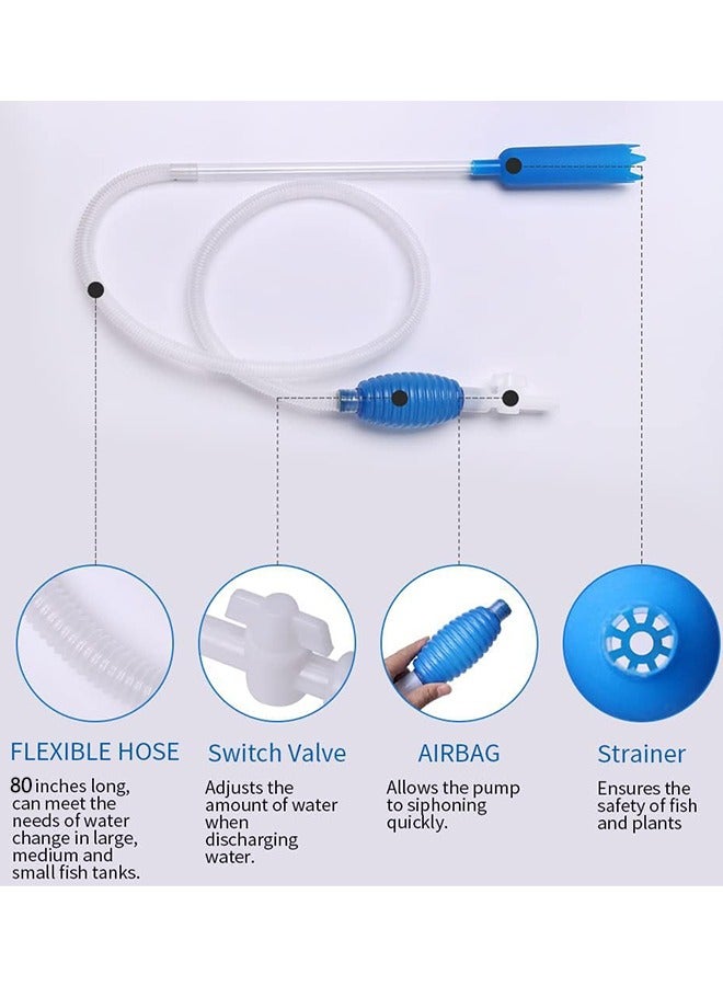 Generic Aquarium Fish Tank Cleaning Kit, 5 in 1 Aquarium Cleaning Kit,Manual Siphon Pump Drainage Cleaning Kit,Sand Cleaning Algae Scraper (5 in 1 Clean Algae Scrapers+Siphon Vacuum)  - Image 2