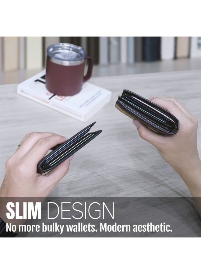 spa luxetique Slim Wallet for Men Metal RFID Blocking Mens Wallet Card Case  - Image 5